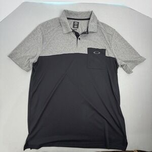 Oakley Hydrolix Mens Colorblock Performance Polo Shirt Grey Black Large Golf